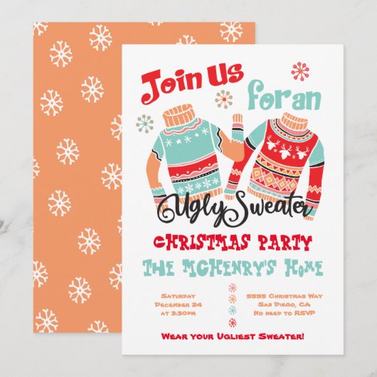 Ugly Sweater Kerstfeestelijke uitnodiging (Voorkant / Achterkant)