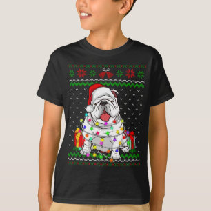 Ugly Sweater kerstlampjes English Bulldog Dog T-shirt