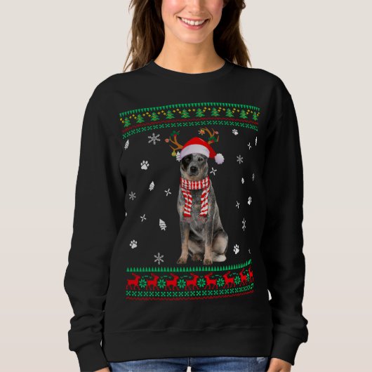Ugly Sweater Kerstmis Australian Cattle Dog Santa (Voorkant)