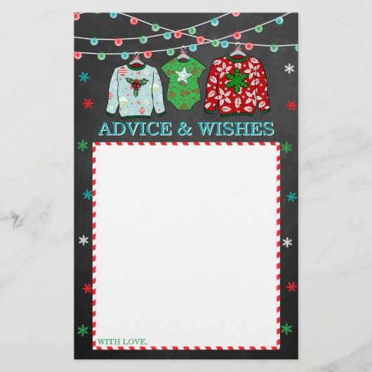 Ugly Sweater Kerstmis Baby shower Advice (Voorkant)