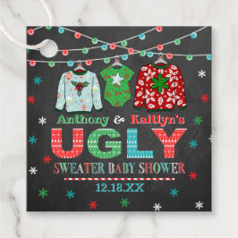 Ugly Sweater Kerstmis Baby shower Bedankjes Labels