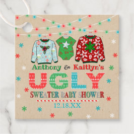 Ugly Sweater Kerstmis Baby shower Bedankjes Labels
