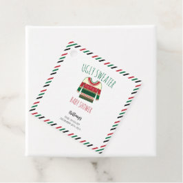 Ugly Sweater Kerstmis Baby shower Bedankjes Labels