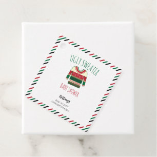 Ugly Sweater Kerstmis Baby shower Bedankjes Labels