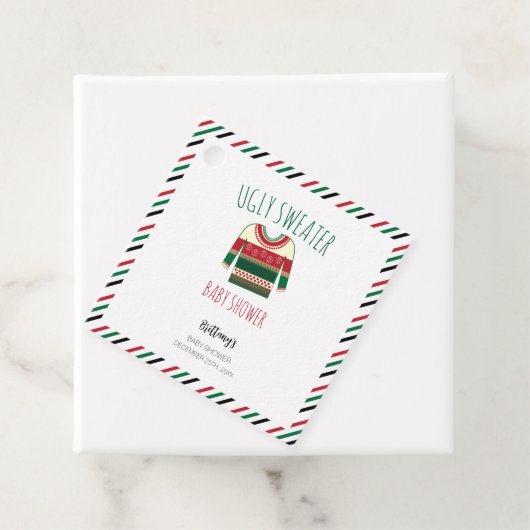 Ugly Sweater Kerstmis Baby shower Bedankjes Labels (In situ)