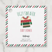 Ugly Sweater Kerstmis Baby shower Bedankjes Labels (Voorkant)