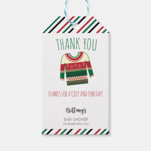 Ugly Sweater Kerstmis Baby shower Cadeaulabel