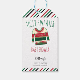 Ugly Sweater Kerstmis Baby shower Cadeaulabel