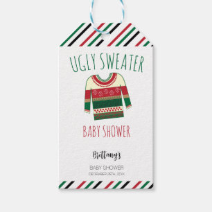 Ugly Sweater Kerstmis Baby shower Cadeaulabel