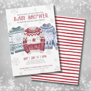 Ugly Sweater Kerstmis Baby shower Kaart