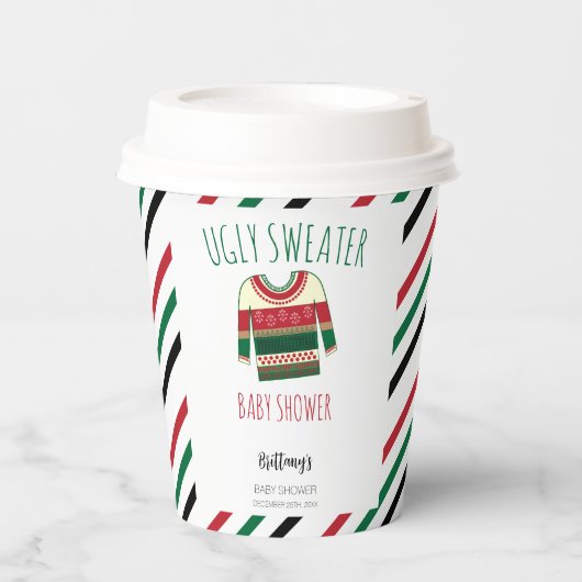 Ugly Sweater Kerstmis Baby shower Papieren Bekers (Voorkant)
