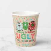 Ugly Sweater Kerstmis Baby shower Papieren Bekers (Achterkant)