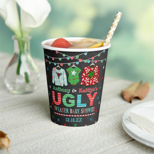 Ugly Sweater Kerstmis Baby shower Papieren Bekers (Insitu)