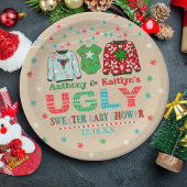 Ugly Sweater Kerstmis Baby shower Papieren Bordje