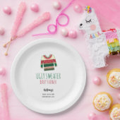 Ugly Sweater Kerstmis Baby shower Papieren Bordje (Feest)