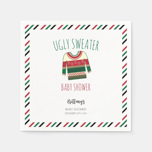 Ugly Sweater Kerstmis Baby shower Servet (Voorkant)