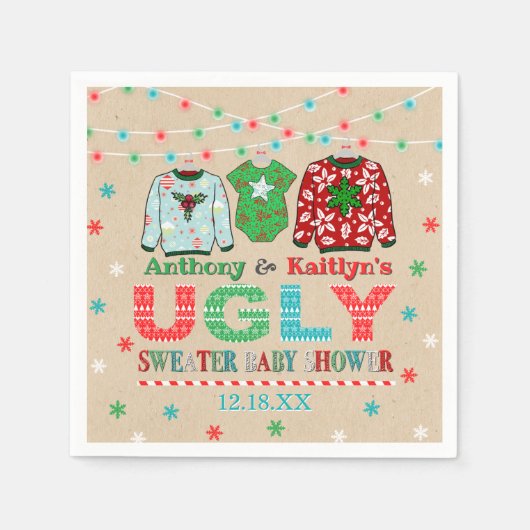 Ugly Sweater Kerstmis Baby shower Servet (Voorkant)