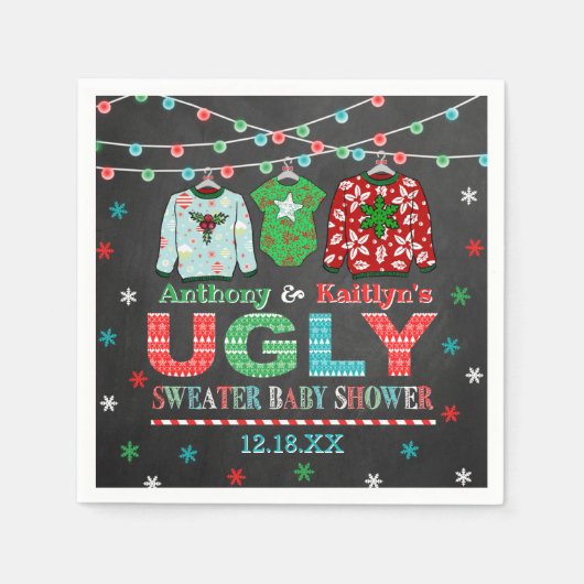 Ugly Sweater Kerstmis Baby shower Servet (Voorkant)