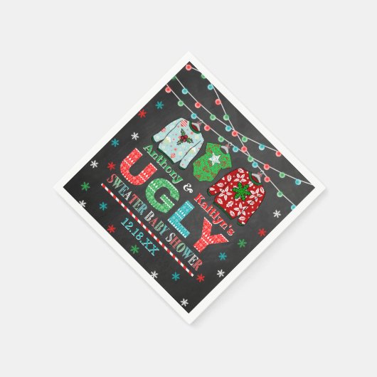 Ugly Sweater Kerstmis Baby shower Servet (Hoek)