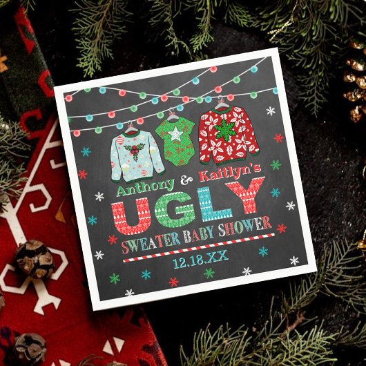 Ugly Sweater Kerstmis Baby shower Servet