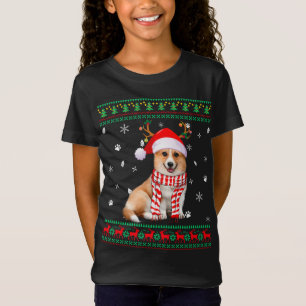 Ugly Sweater Kerstmis Corgi Dog Santa Reindeer T-shirt