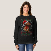Ugly Sweater Kerstmis Magyar Vizsla Dog Santa Hat (Voorkant volledig)