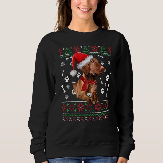 Ugly Sweater Kerstmis Magyar Vizsla Dog Santa Hat (Voorkant)