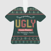 Ugly Sweater Kerstmis Noordse Hunter Green Knit Ornament (achterkant)