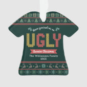 Ugly Sweater Kerstmis Noordse Hunter Green Knit Ornament (voorkant)