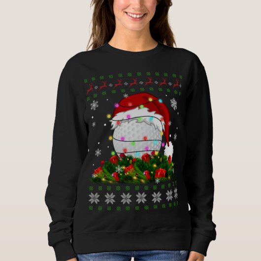 Ugly Sweater Kerstmis Pajama Lights Golf Sport Lo (Voorkant)