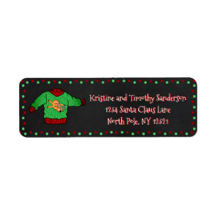 Ugly Sweater Kerstmis Return Address Etiket