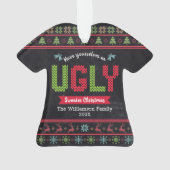 Ugly Sweater Kerstmis Scandinadic Knit Name Chalkb Ornament (achterkant)