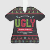 Ugly Sweater Kerstmis Scandinadic Knit Name Chalkb Ornament (voorkant)