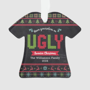 Ugly Sweater Kerstmis Scandinadic Knit Name Chalkb Ornament