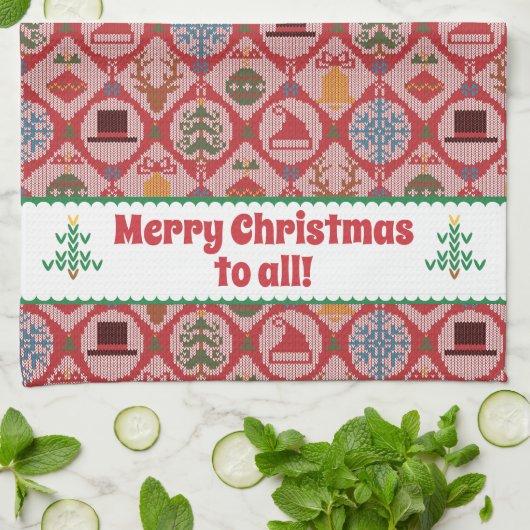 Ugly Sweater Kerstmis Theedoek (Gevouwen)