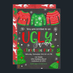 Ugly Sweater Kerstparty Invitation Chalkboard Kaart<br><div class="desc">Alle design zijn © Happy Panda Print</div>