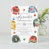Ugly Sweater Kerstparty Kaart (Staand voorkant)