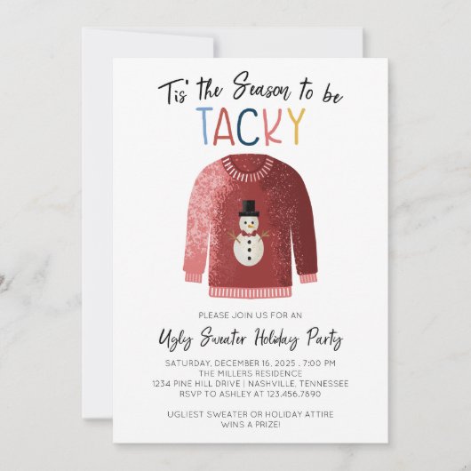 Ugly Sweater Kerstparty Kaart (Voorkant)