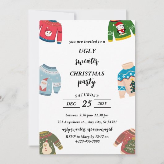 Ugly Sweater Kerstparty Kaart (Voorkant)