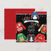 Ugly Sweater Kerstparty Kaart (Voorkant / Achterkant)