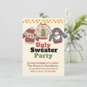 Ugly Sweater Kerstparty Kaart (Staand voorkant)