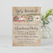 Ugly Sweater Kerstparty Kaart (Staand voorkant)