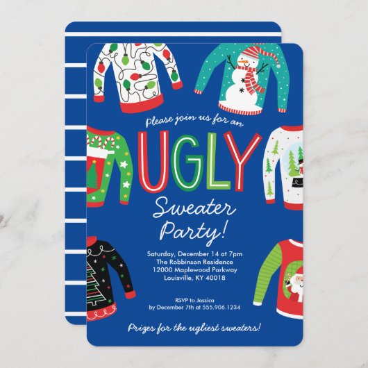 Ugly Sweater Kerstparty Kaart (Voorkant / Achterkant)
