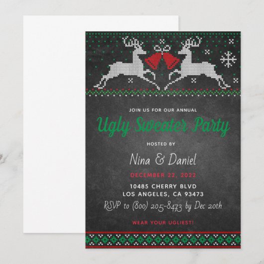 Ugly Sweater Kerstparty Kaart (Voorkant / Achterkant)