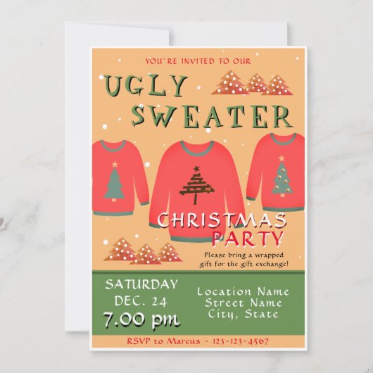 Ugly Sweater Kerstparty Kaart (Voorkant)
