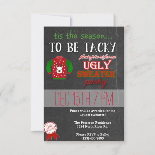 Ugly Sweater Kerstparty Kaart (Voorkant)