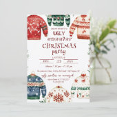 Ugly Sweater Kerstparty Kaart (Staand voorkant)