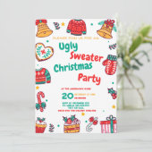 Ugly Sweater Kerstparty Kaart (Staand voorkant)