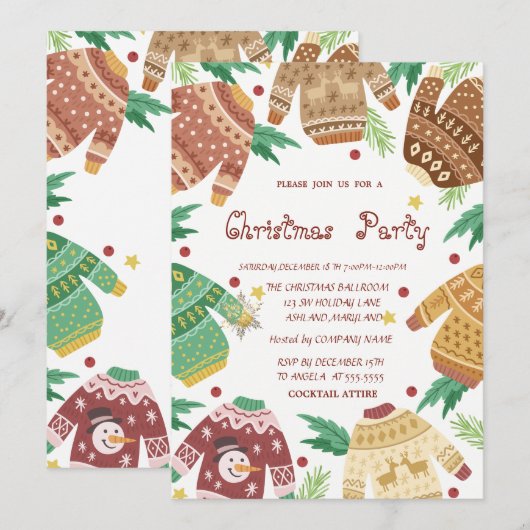 Ugly Sweater Kerstparty Kaart (Voorkant / Achterkant)