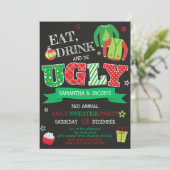 Ugly Sweater Kerstparty Kaart (Staand voorkant)